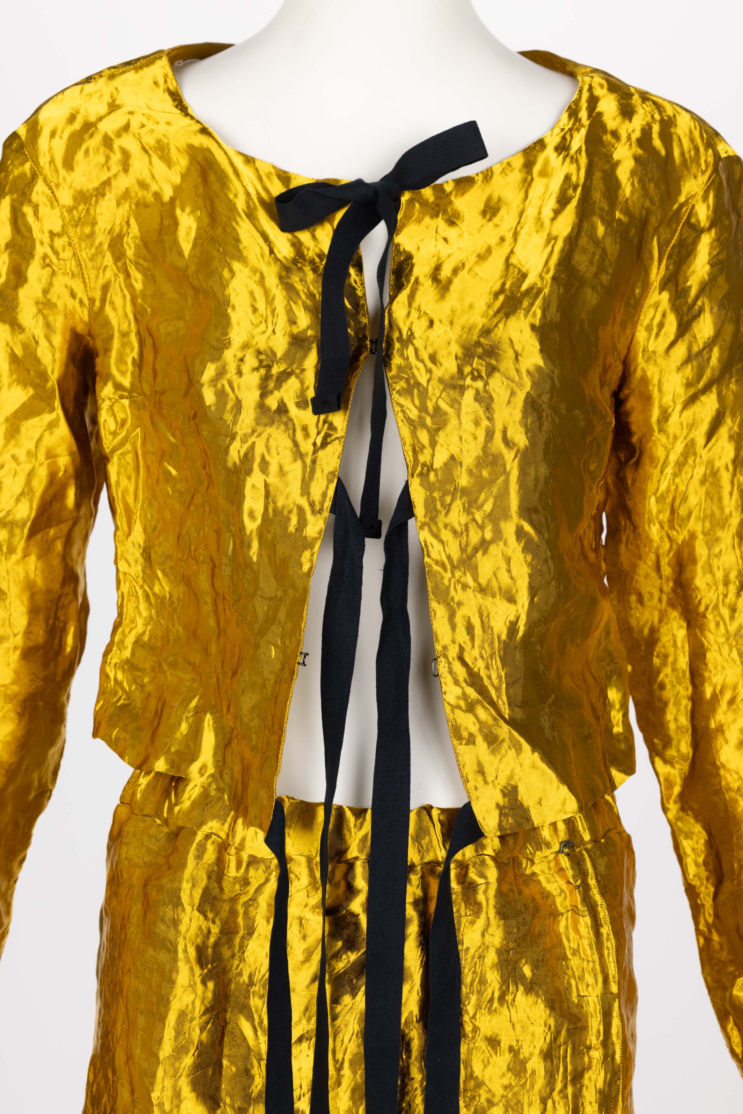 Prada Gold Metal Jacket Top & Skirt Set Spring 2009 For Sale 3