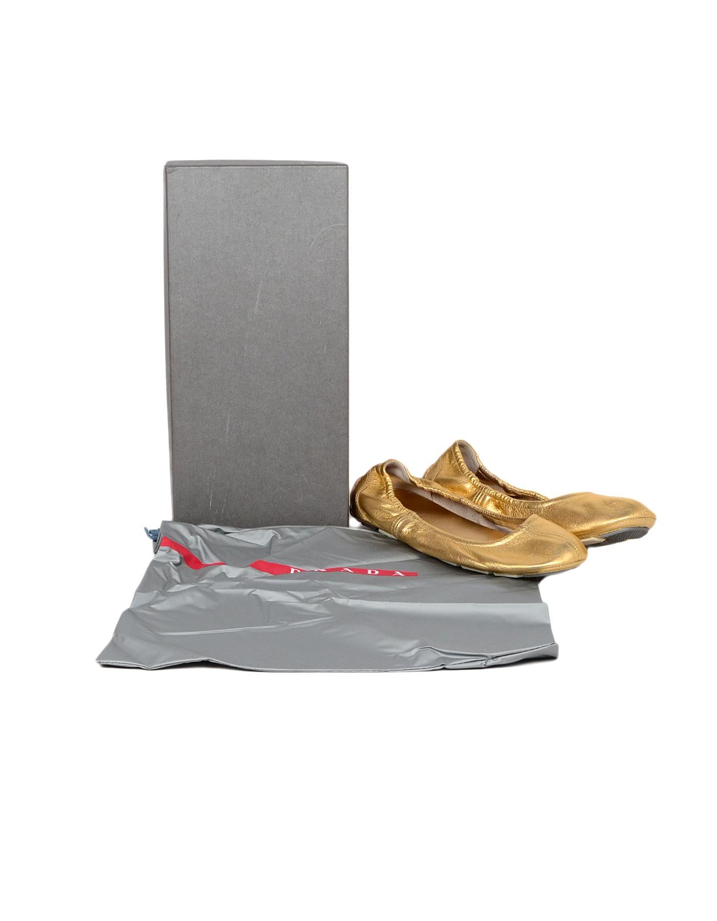 prada gold flats