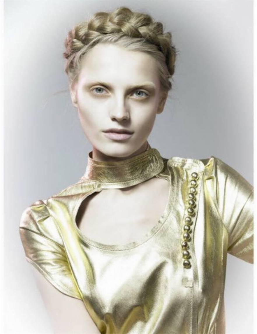 Brown Prada Gold Metallic Leather Dress Fairytale