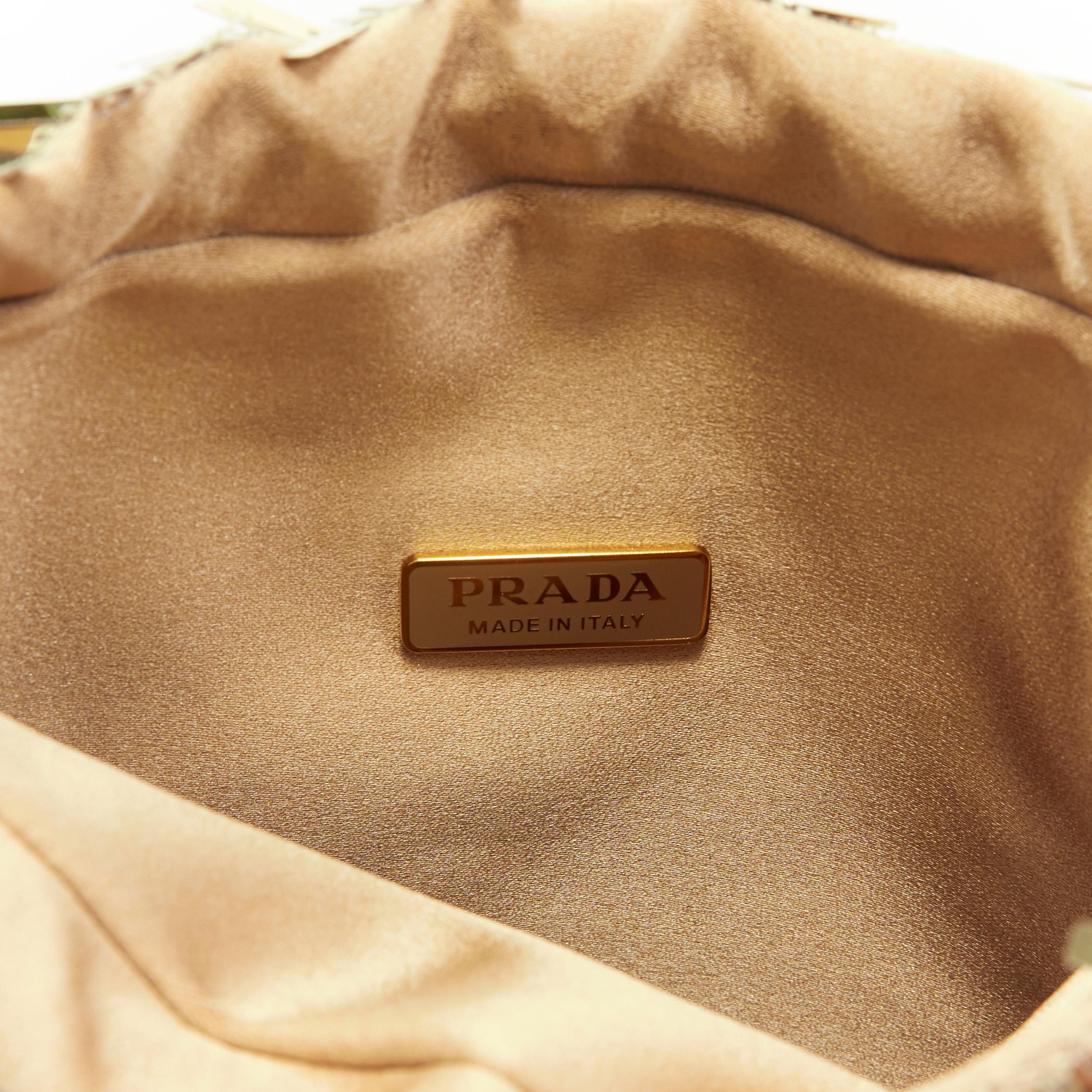 PRADA gold pailette sequins embellished drawstring pouch evening party bag In Excellent Condition In Hong Kong, NT