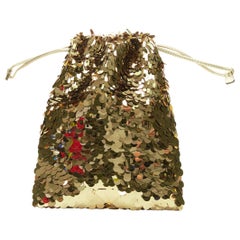 PRADA gold pailette sequins embellished drawstring pouch evening party bag