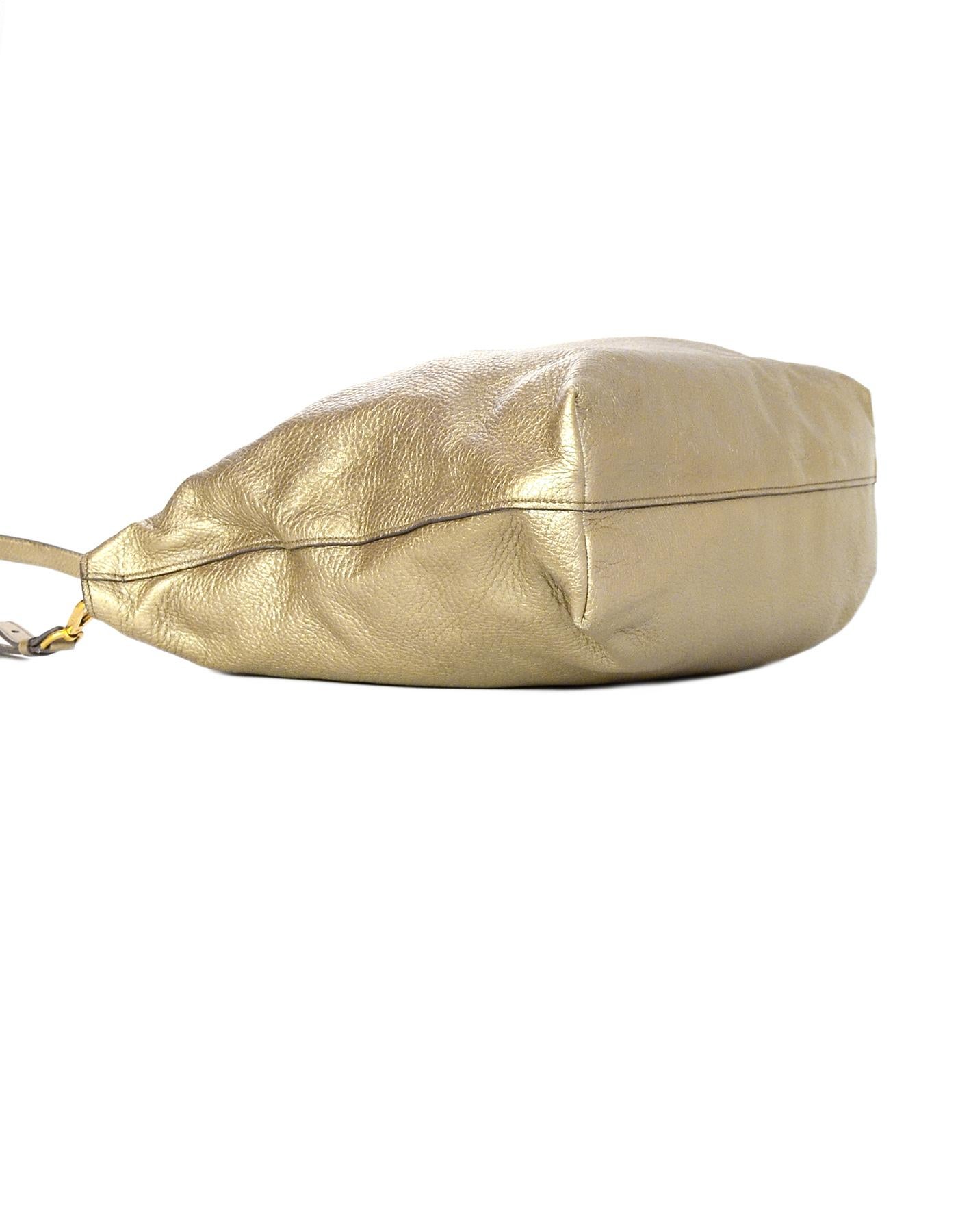 Prada Gold Pebbled Leather Tote Bag W/ Removable Strap 1