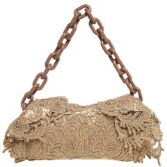 Prada Umhängetasche aus Gold mit Pizzo-Spitze und Kette