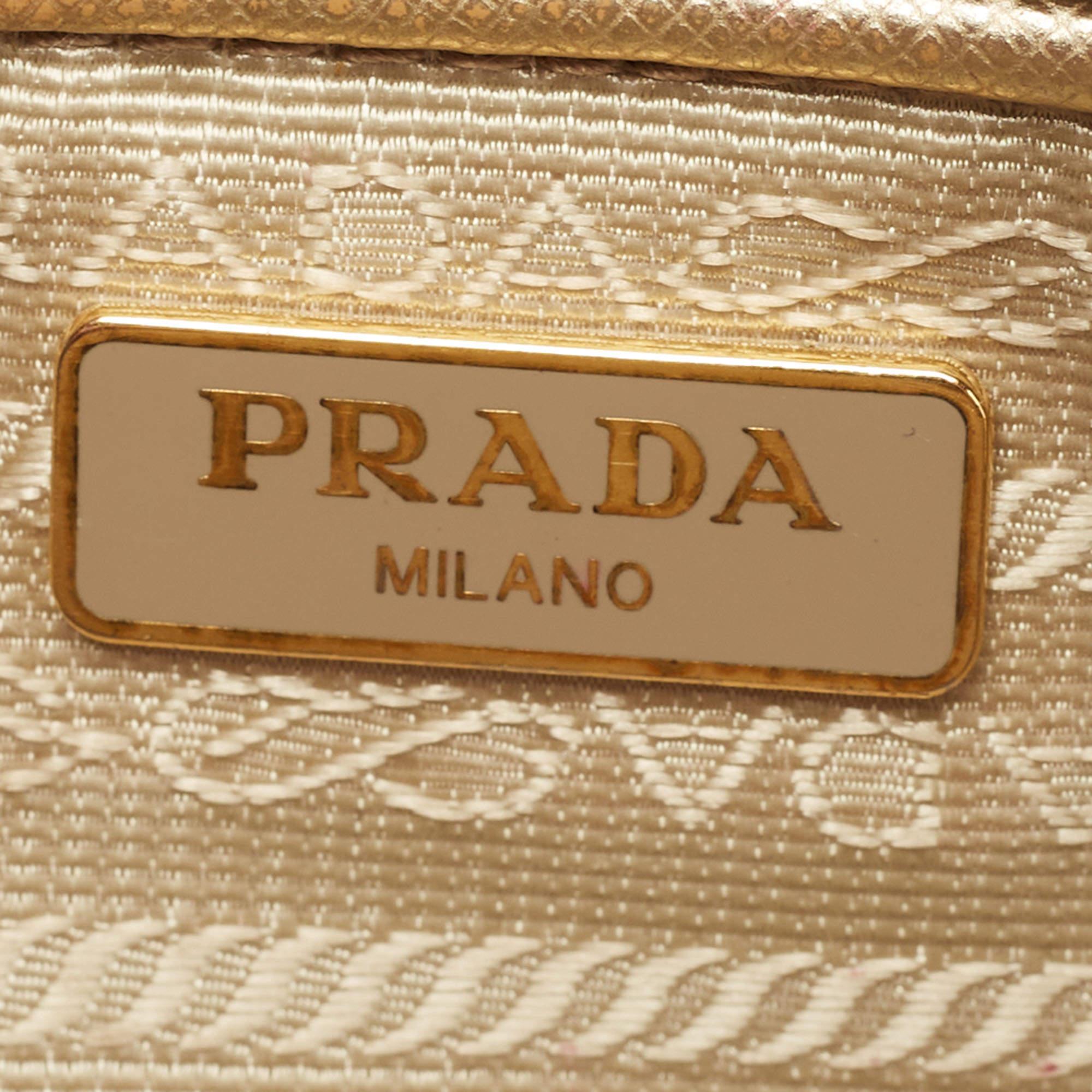 Prada Gold Saffiano Leather Camera Crossbody Bag 9