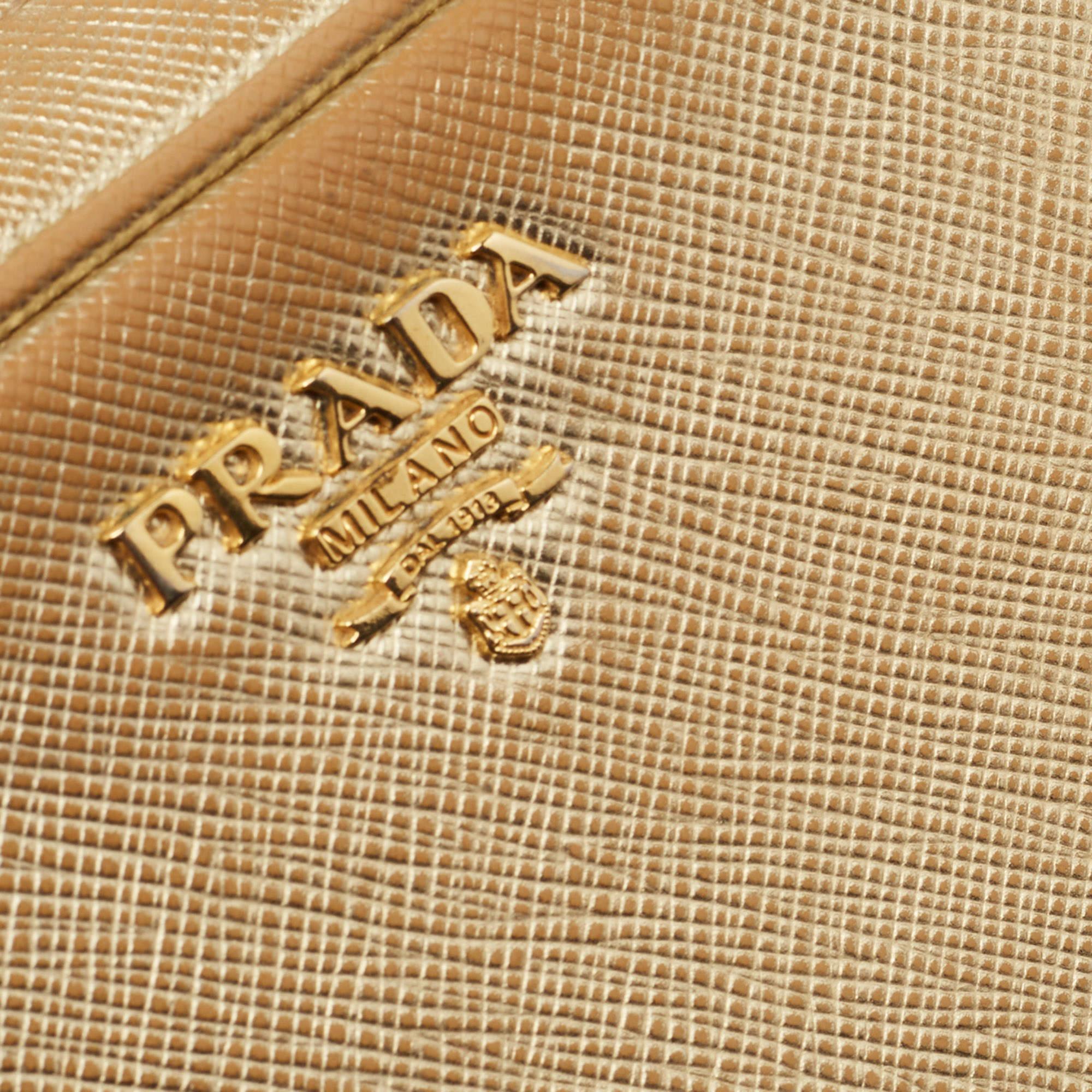 Prada Gold Saffiano Leather Camera Crossbody Bag 10