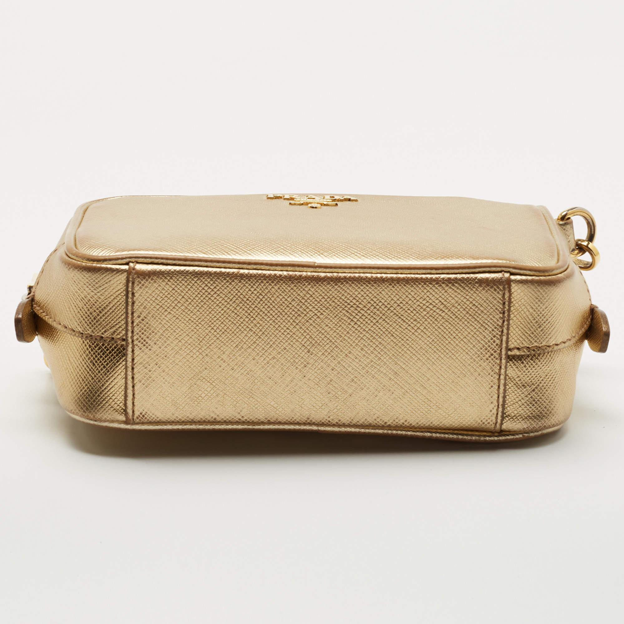 Prada Gold Saffiano Leather Camera Crossbody Bag 1