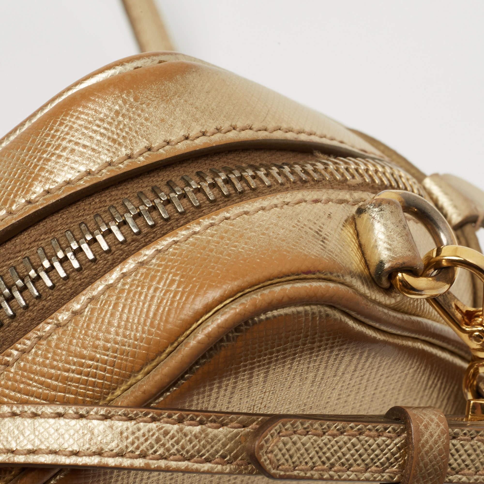 Prada Gold Saffiano Leather Camera Crossbody Bag 3