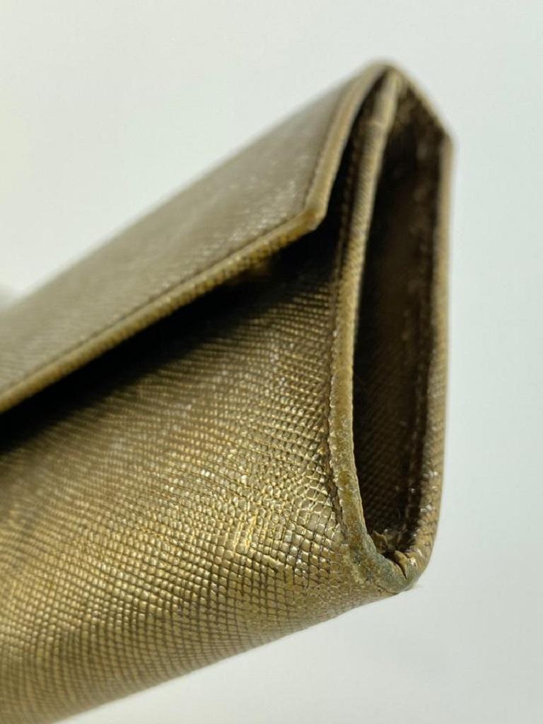 Prada Gold Saffiano Leather Flap Long Wallet 7PR128 4