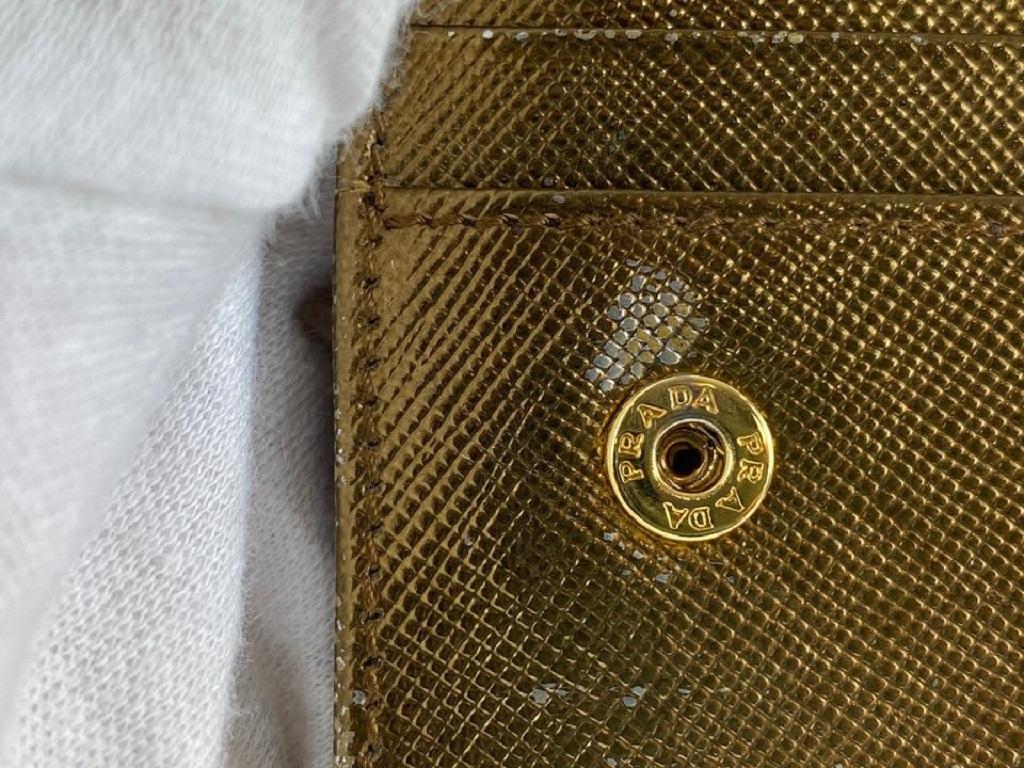Women's Prada Gold Saffiano Leather Flap Long Wallet 7PR128