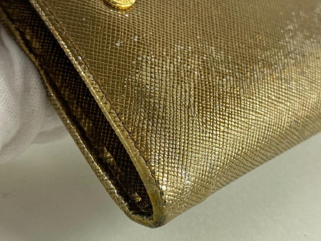 Prada Gold Saffiano Leather Flap Long Wallet 7PR128 1