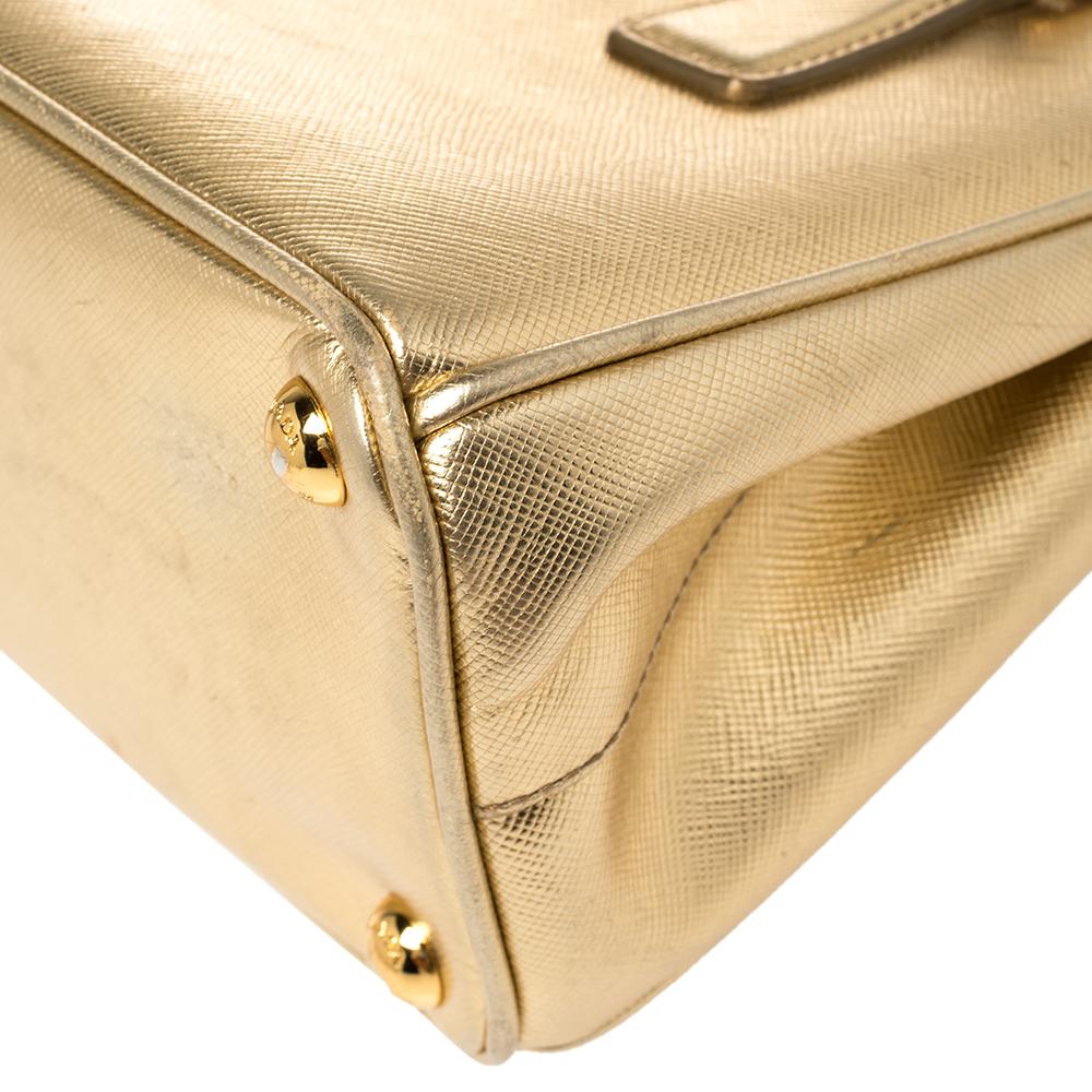 Prada Gold Saffiano Lux Leather Galleria Mini Bag 3