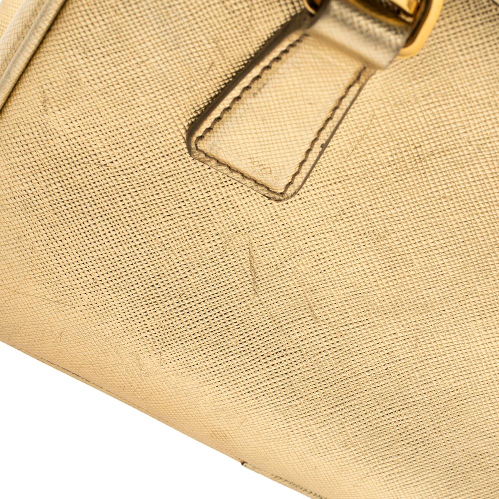 Prada Gold Saffiano Lux Leather Galleria Mini Bag 6