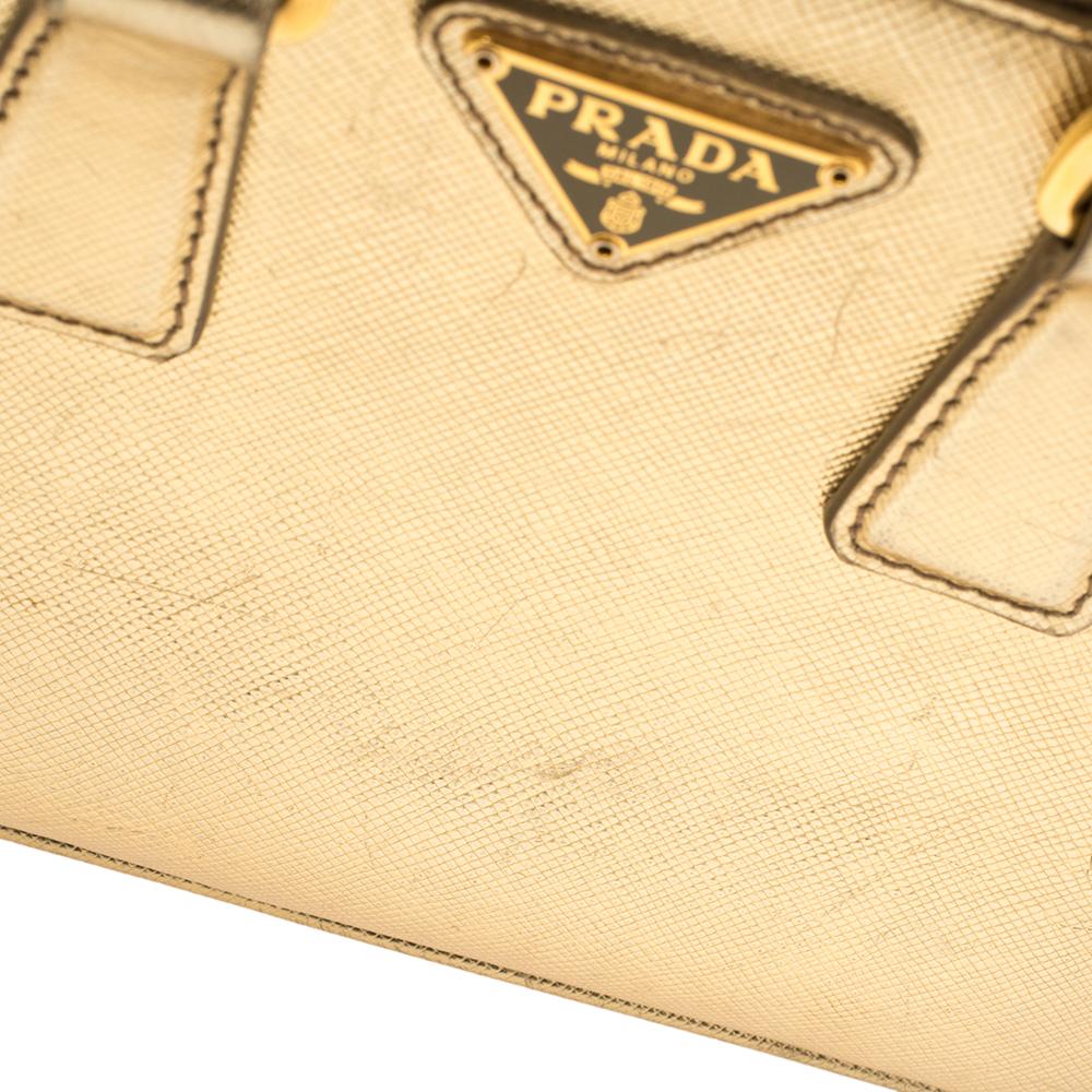 Prada Gold Saffiano Lux Leather Galleria Mini Bag 7