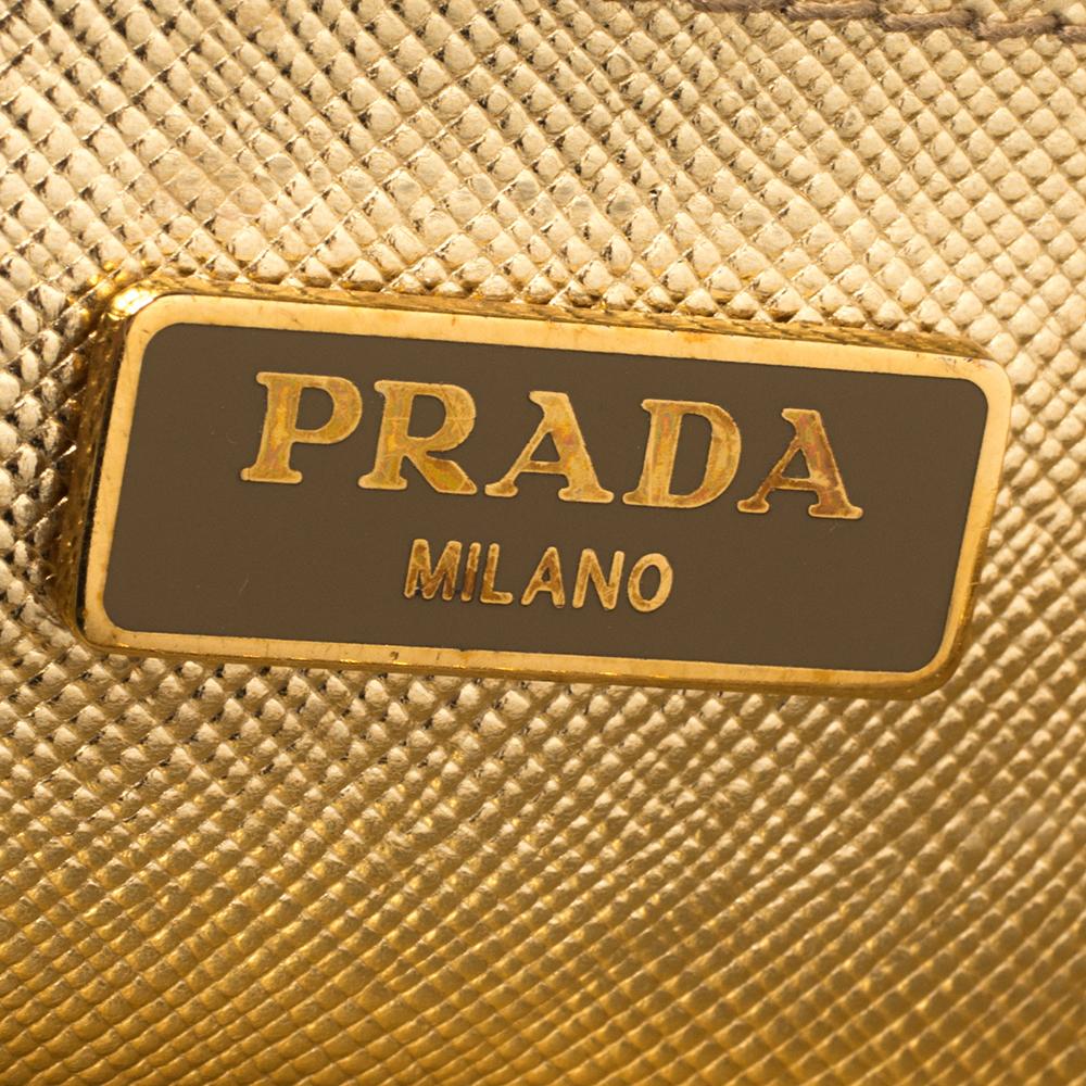 Women's Prada Gold Saffiano Lux Leather Galleria Mini Bag