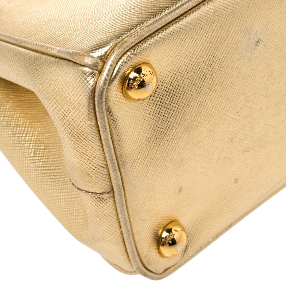 Prada Gold Saffiano Lux Leather Galleria Mini Bag 2
