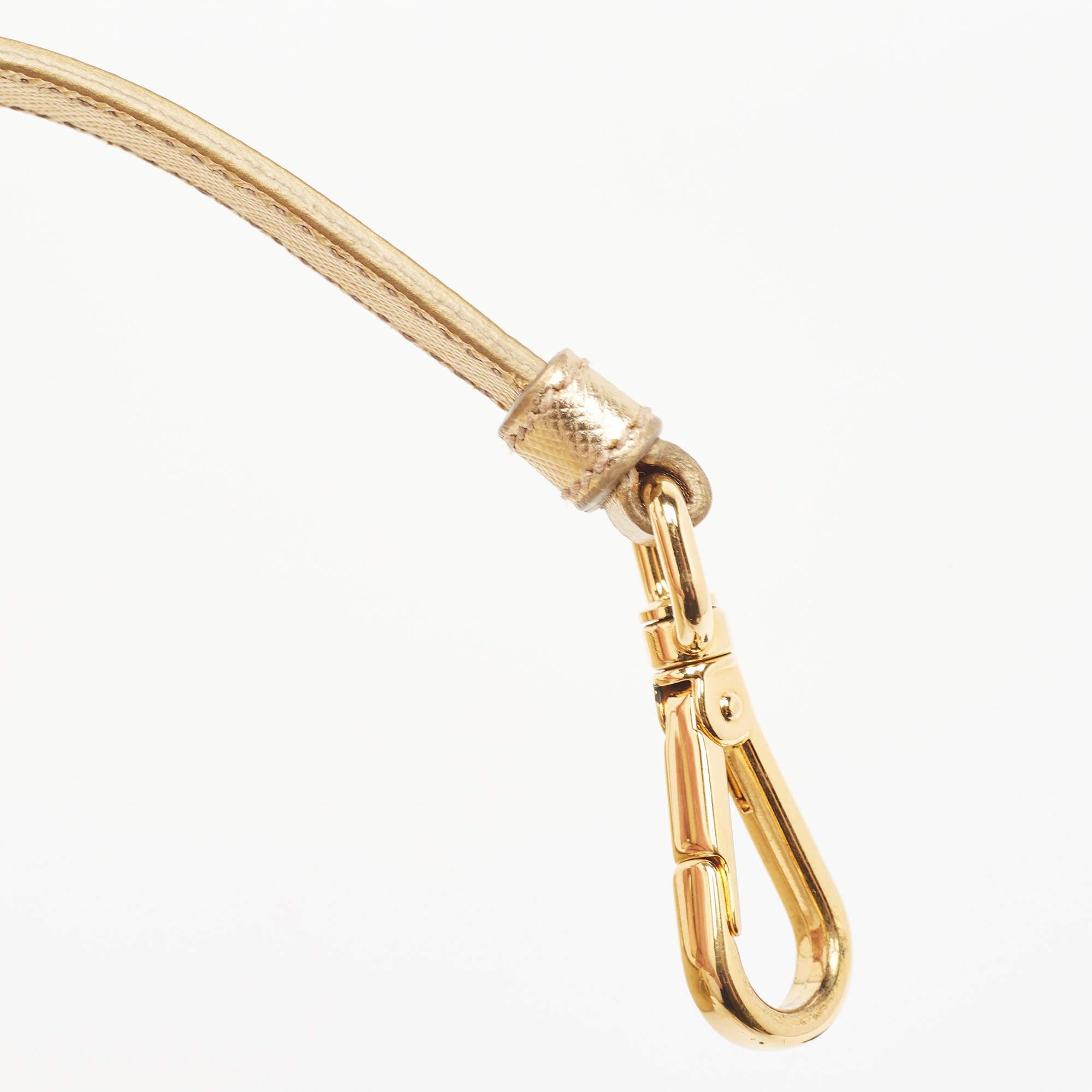 Prada Gold Saffiano Lux Leder Kleine Tasche mit doppeltem Reißverschluss 12