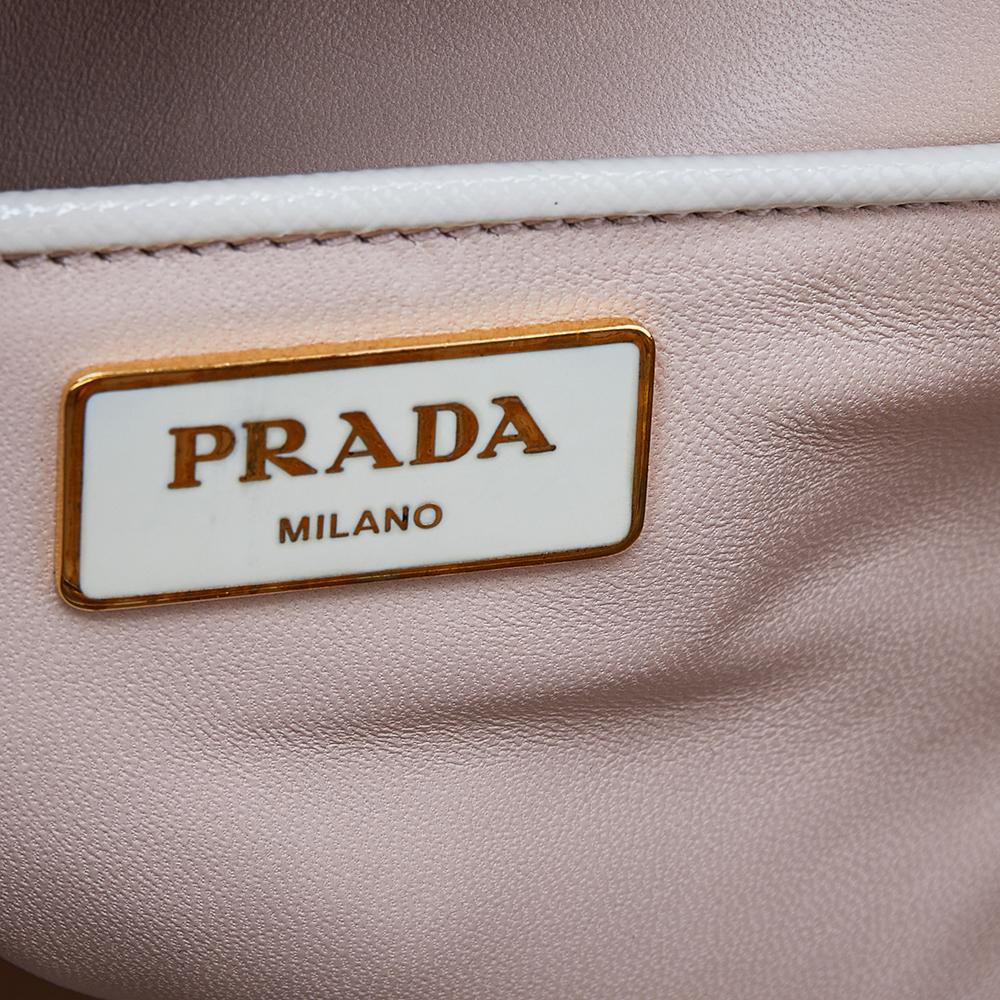 Women's Prada Gold Saffiano Lux Leather Studded Pyramid Frame Satchel