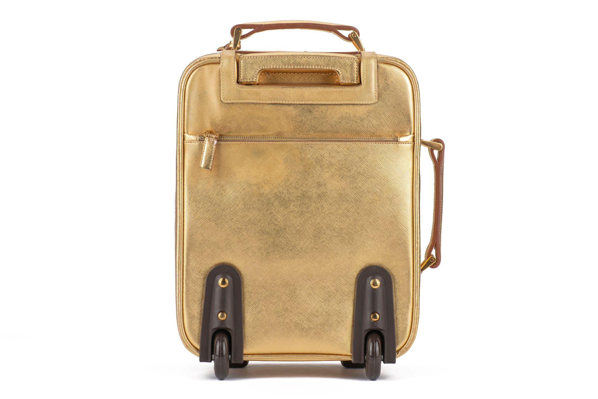 Prada Gold Saffiano Small Carry On Bag For Sale 1