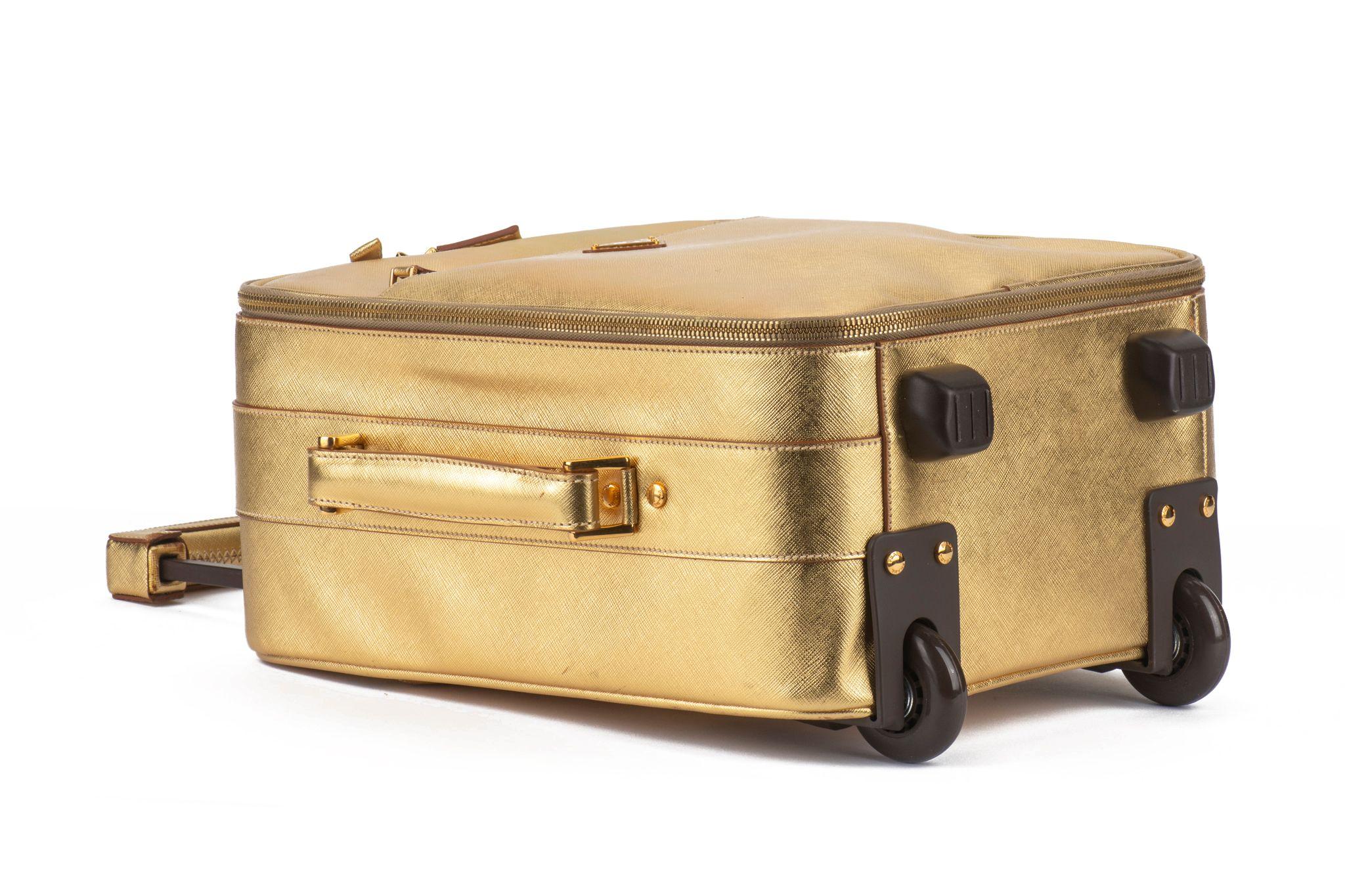 Prada Gold Saffiano Small Carry On Bag For Sale 2