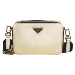 Prada Gold Saffiano Travel Small Brique Crossbody Bag