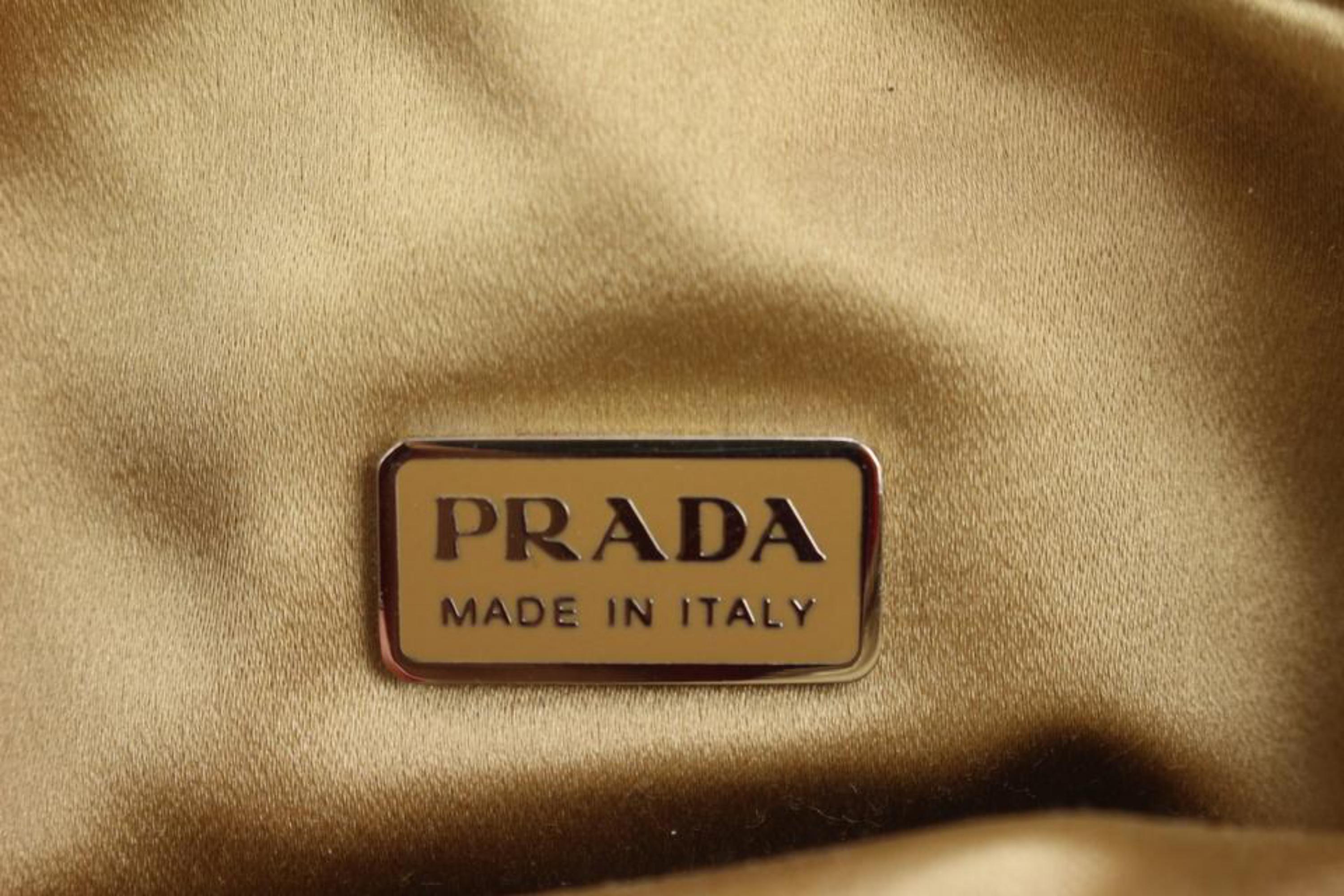 Prada Gold Satin Bejeweled Pochette Camera Case Cosmetic Pouch 1028p9 For Sale 4