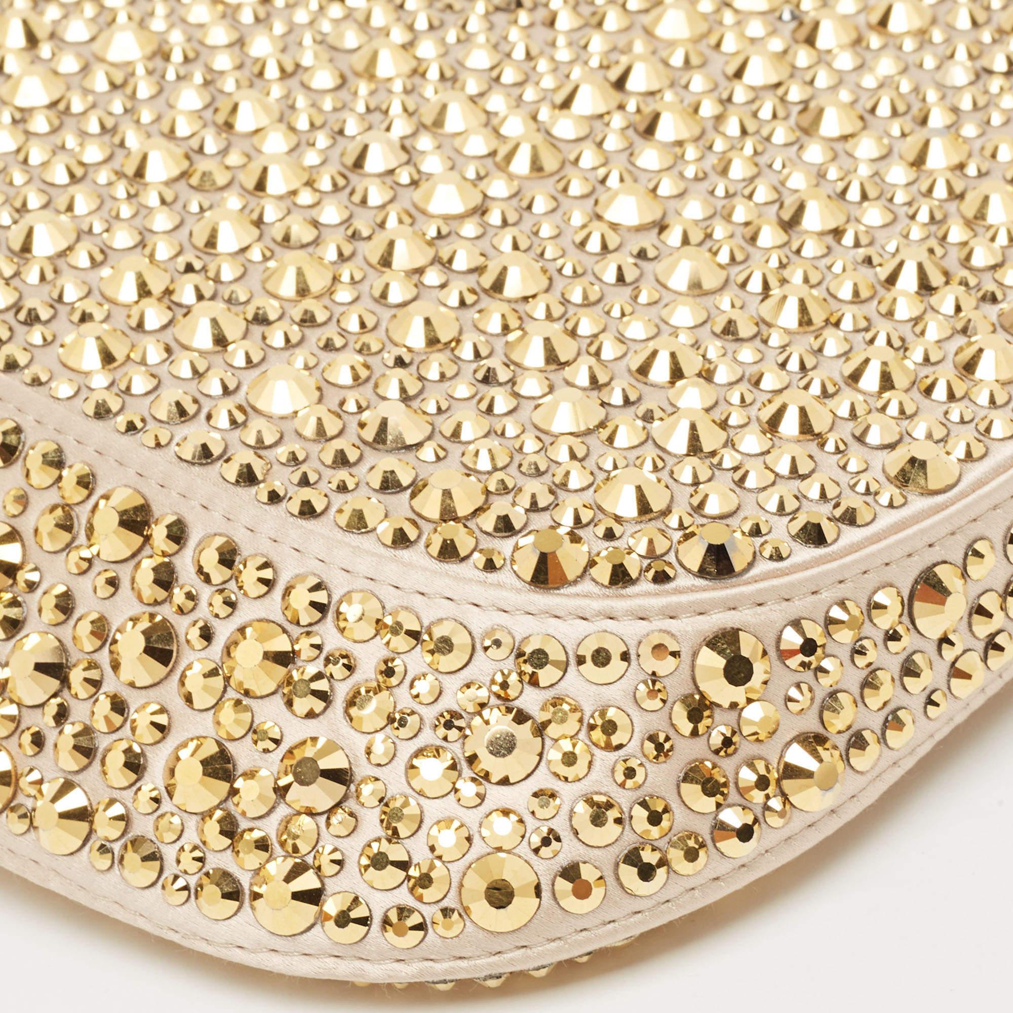 Prada Gold Satin Crystal Cleo Shoulder Bag 2