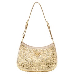 Prada Gold Satin Crystal Cleo Shoulder Bag