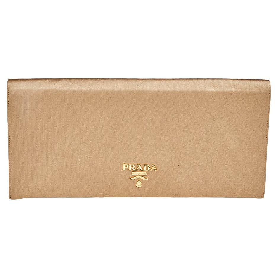 Prada Gold Satin Oversized Clutch