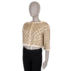 PRADA gold silk 2004 CRYSTAL EMBELLISHED SATIN Jacket 44 L