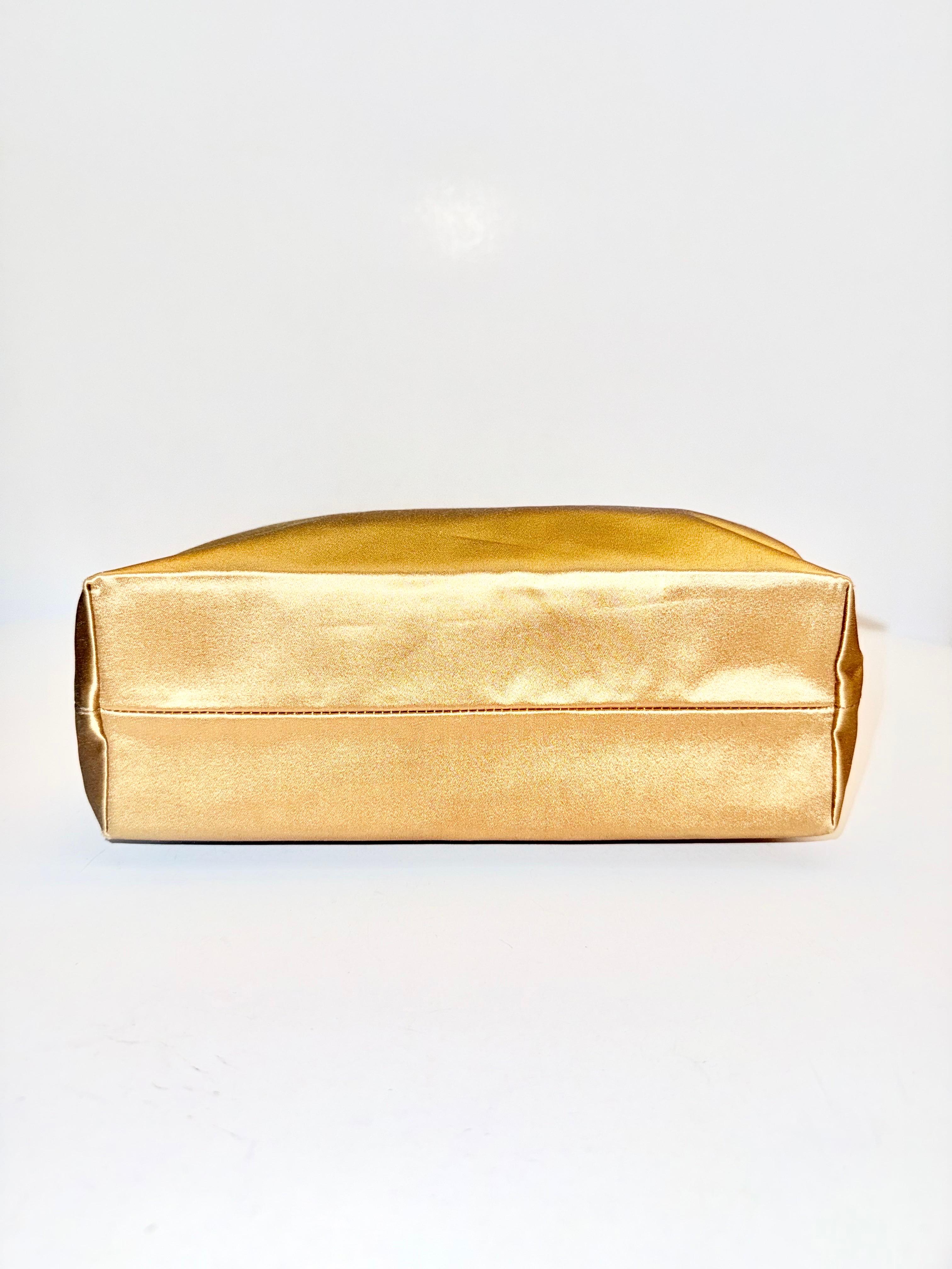 Prada gold silk satin rectangle shape handbag For Sale 2