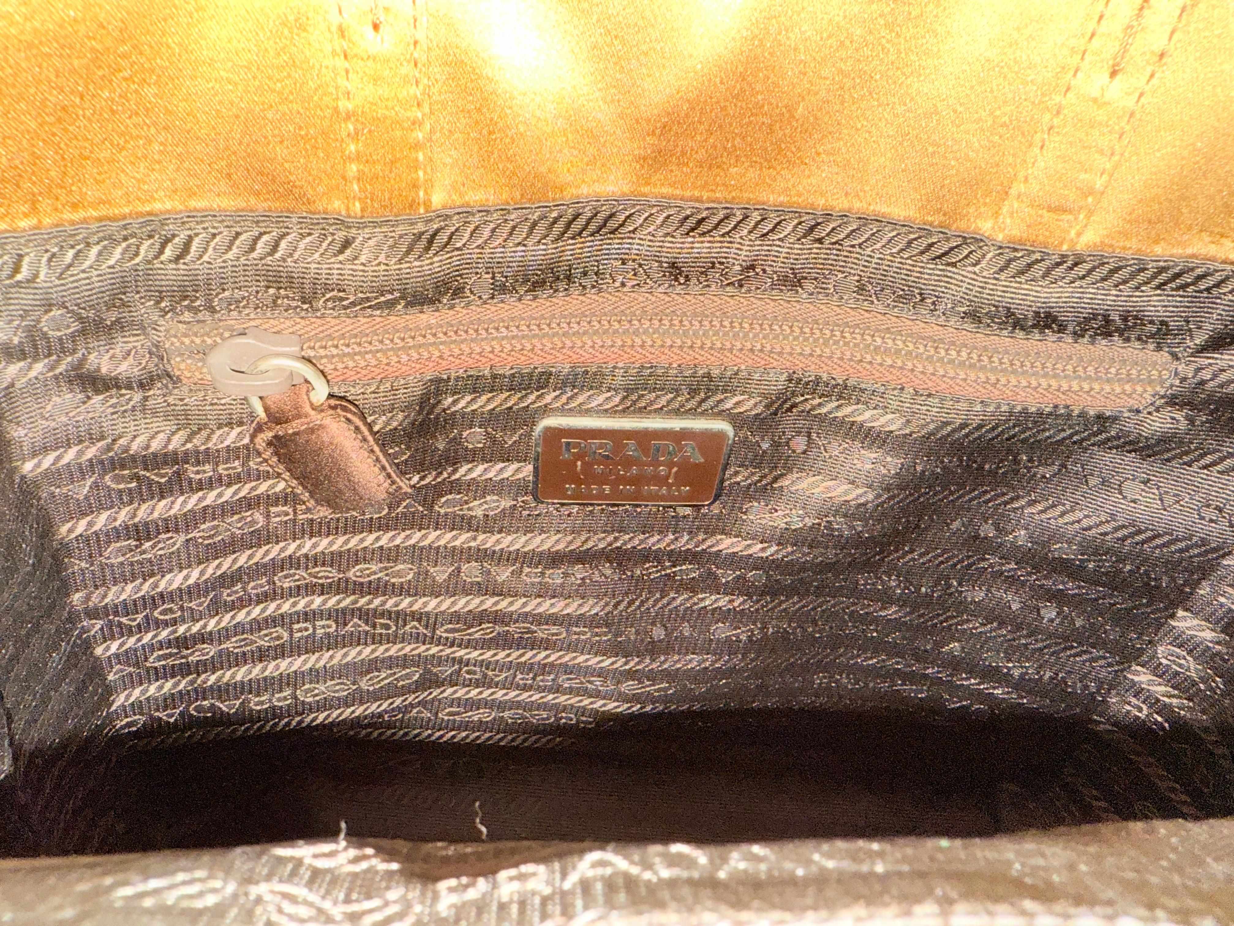 Prada gold silk satin rectangle shape handbag For Sale 3