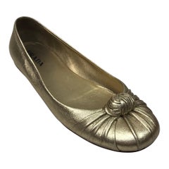 PRADA Gold Soft Leather Ballet Flat - 38