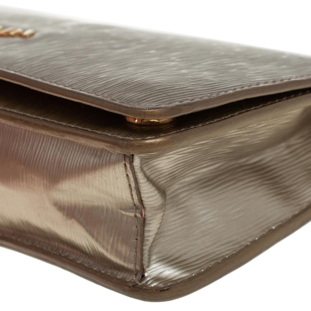 Women's Prada Gold Textured Leather Flap Chain Clutch