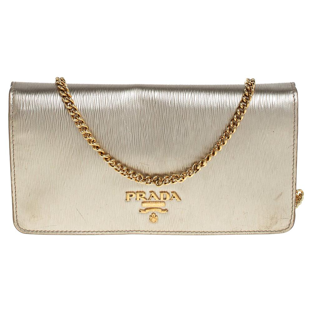 Prada Wallet On Chain Saffiano Leather at 1stDibs