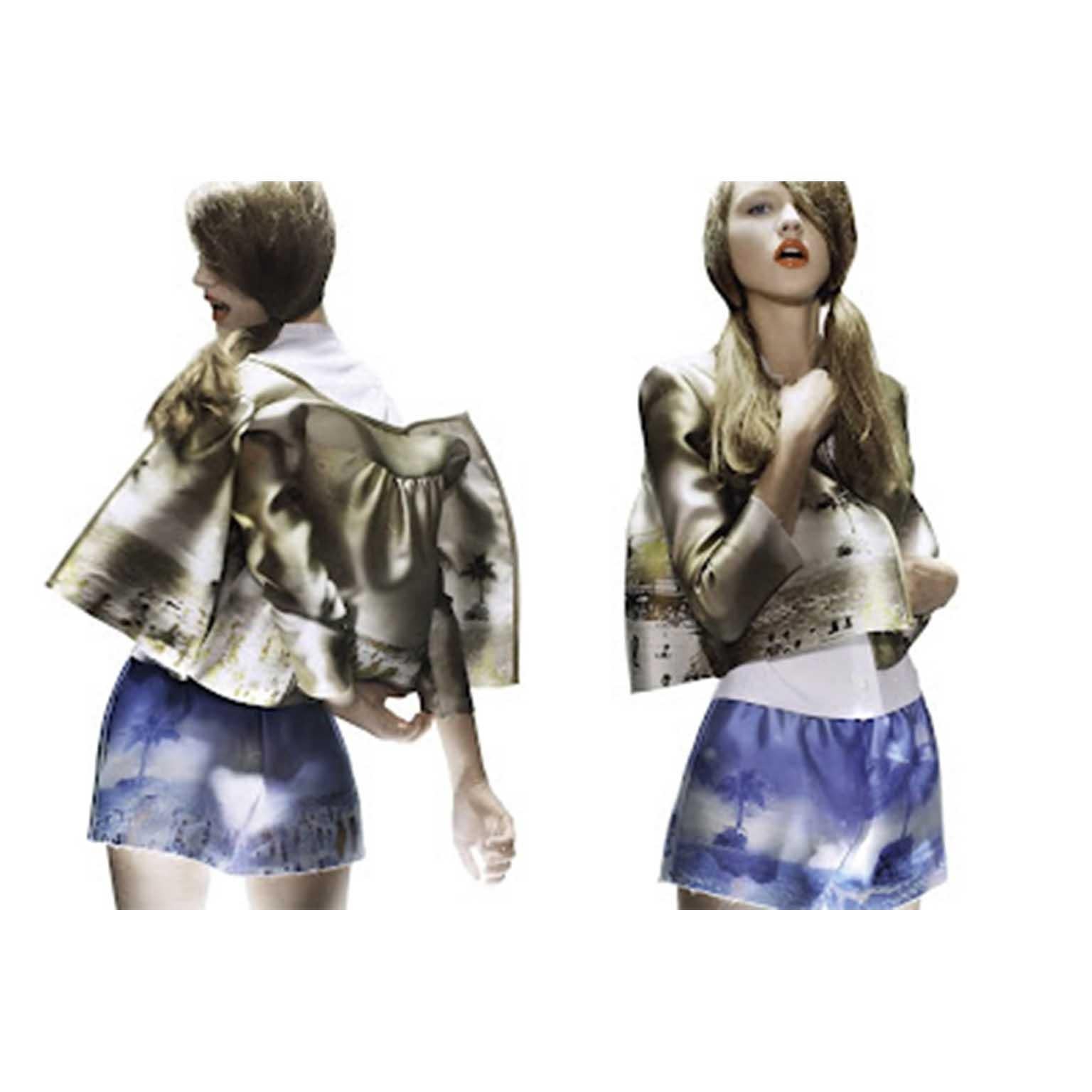 Prada Golden Beige Beach Print Jacket Skirt Suits ss 2010 For Sale 6