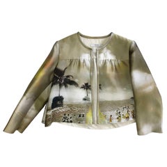 Prada Golden Beige Beach Print Jacket Skirt Suits ss 2010