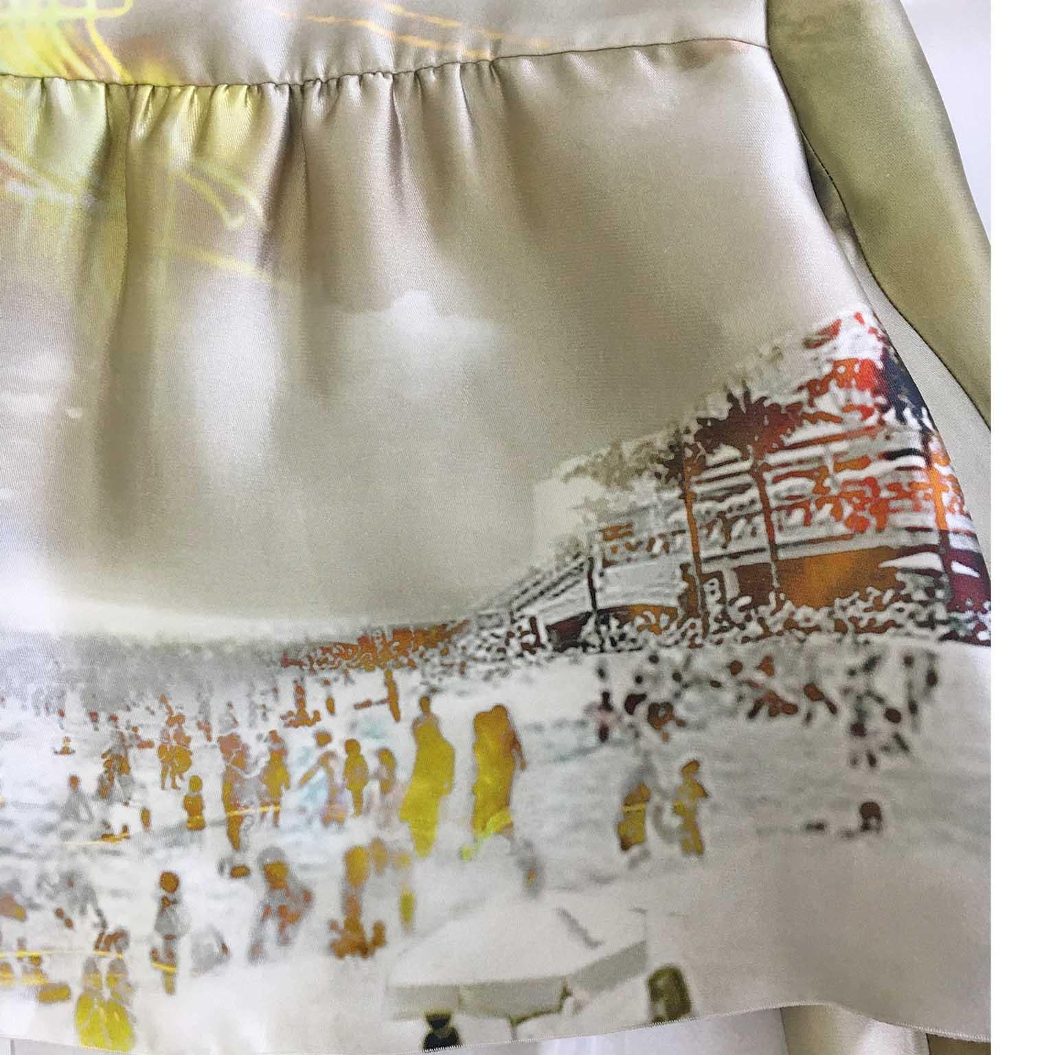 Prada Golden Beige Beach Print Jacket Skirt Suits ss 2010 In Good Condition For Sale In Berlin, DE