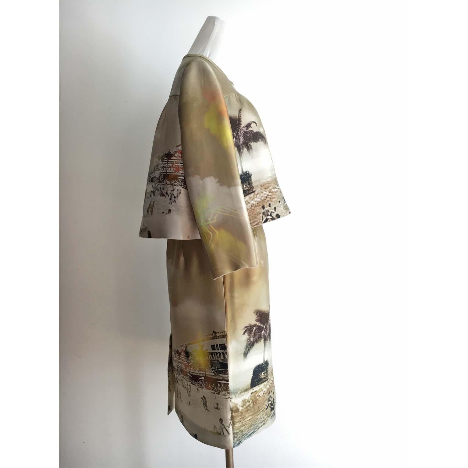 Prada Golden Beige Beach Print Jacket Skirt Suits ss 2010 For Sale 4