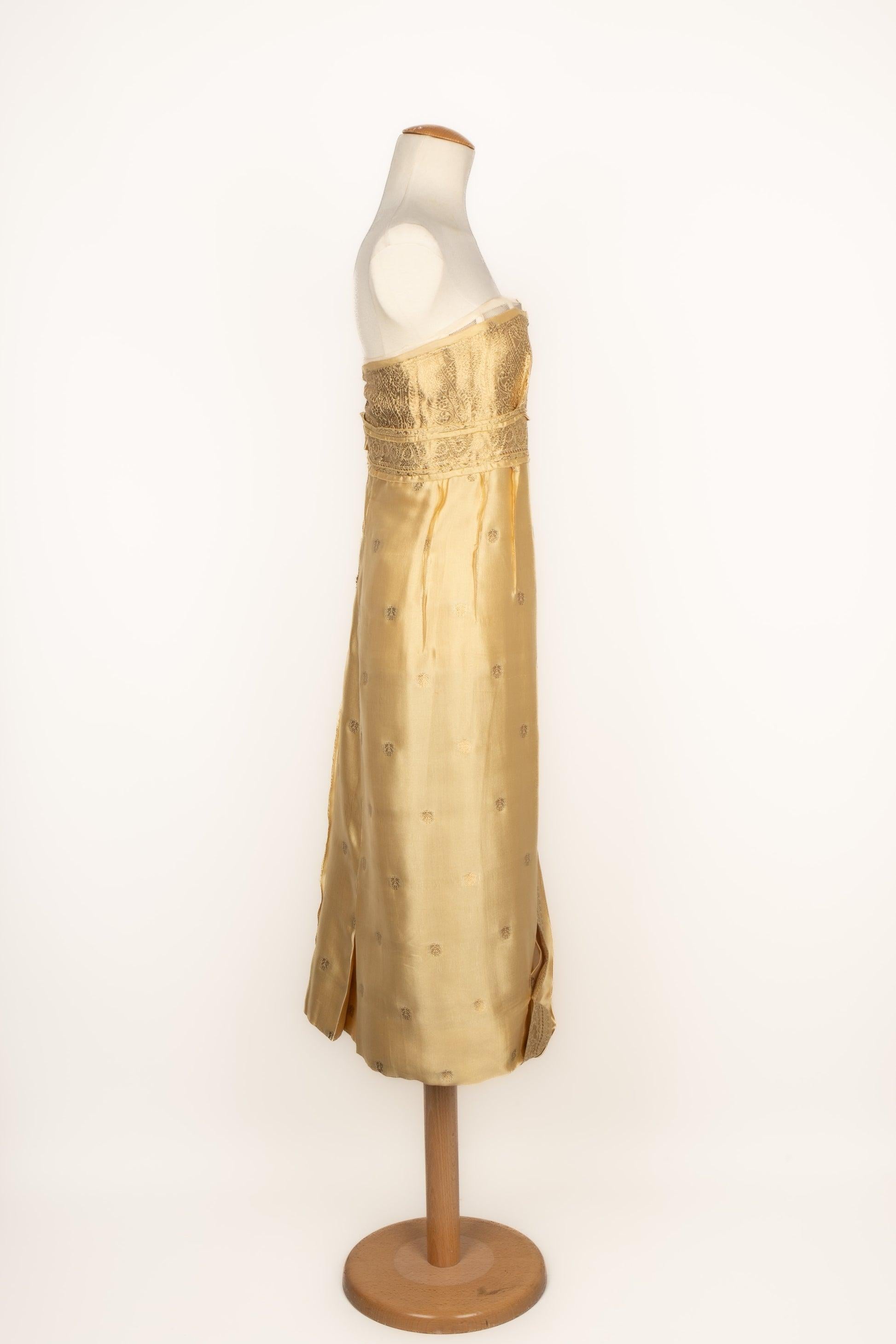 Women's Prada Golden Lame and Silk Bustier Dress