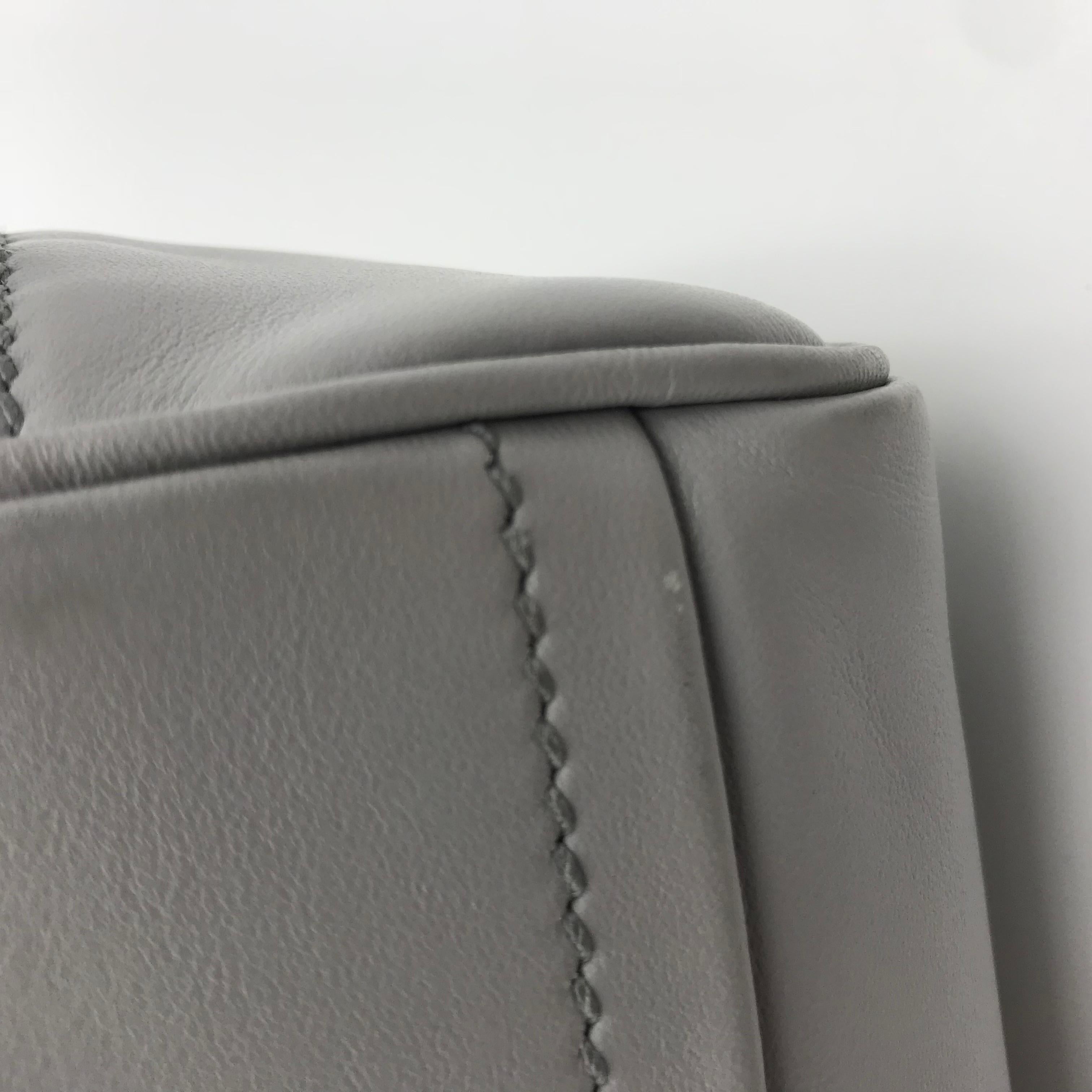 Prada Granite Gray Calf Leather Bauletto Ladies Purse 1BB011 F0MV0 In Excellent Condition For Sale In New York, NY