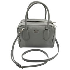 Used Prada Granite Gray Calf Leather Bauletto Ladies Purse 1BB011 F0MV0