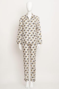 Prada Graphic Eyes Printed Pyjama Style Shirt Trousers Set in Silk