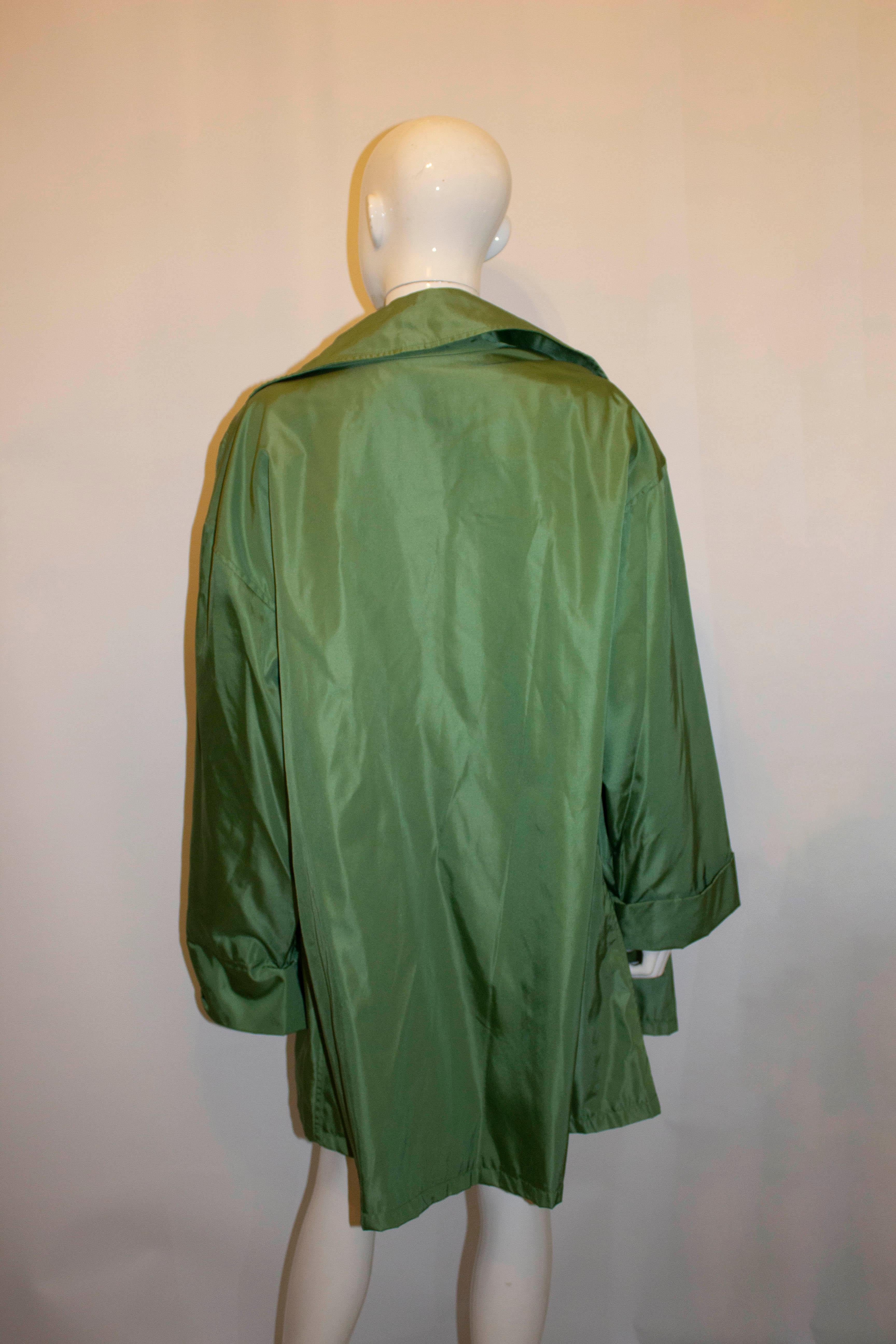 Gray Prada Grass Green Evening Coat For Sale