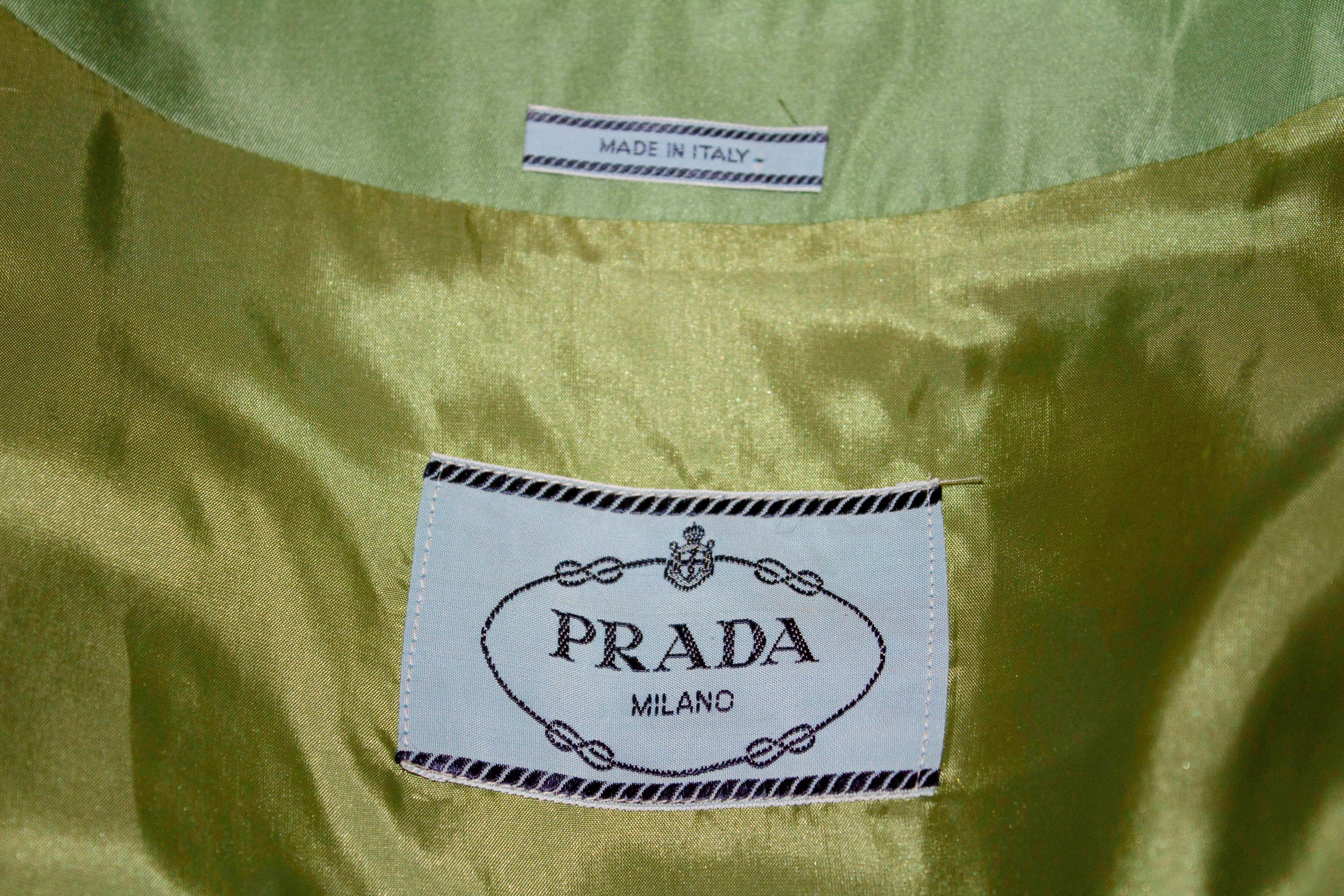 Prada Grass Green Evening Coat In Excellent Condition For Sale In London, GB