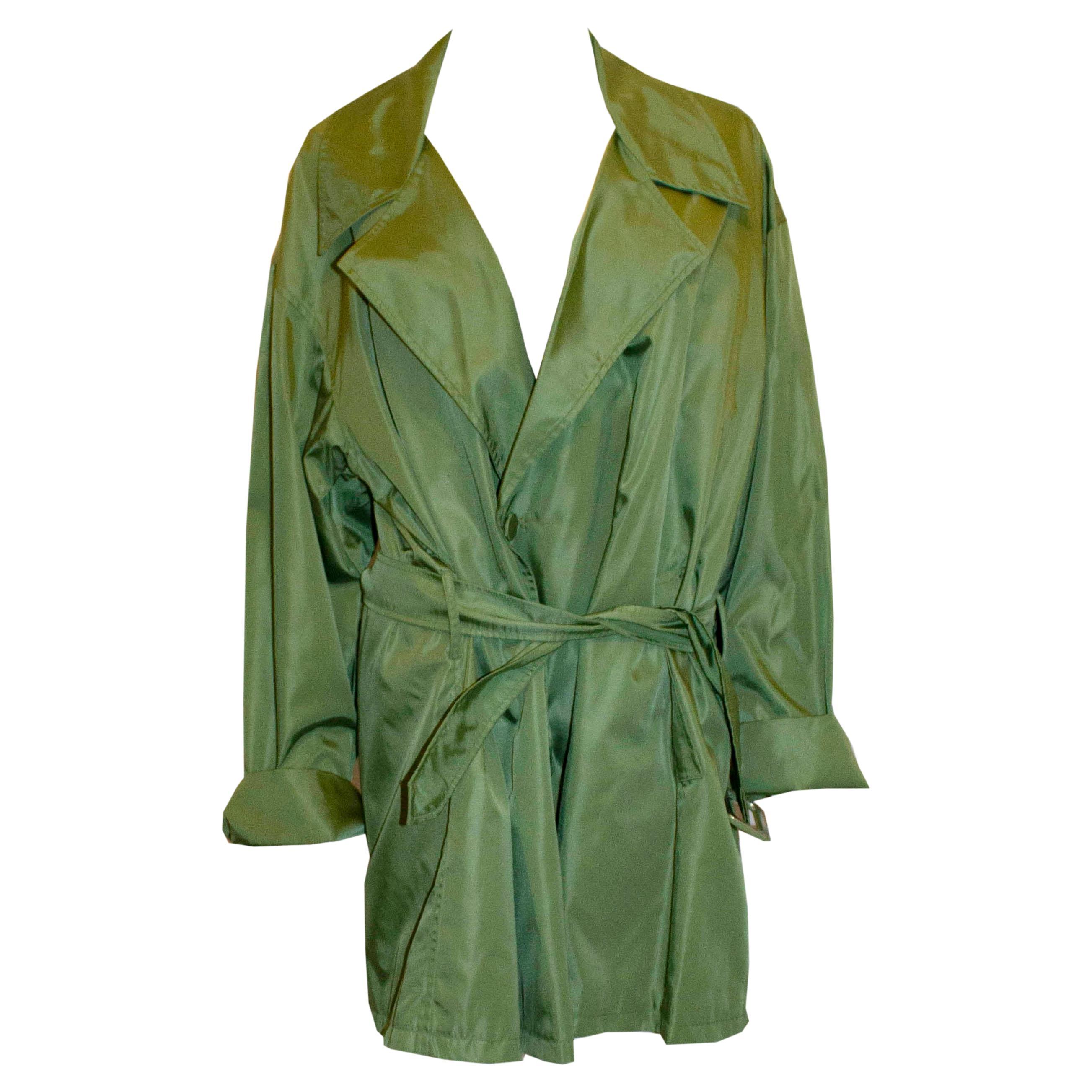 Prada Grass Green Evening Coat For Sale