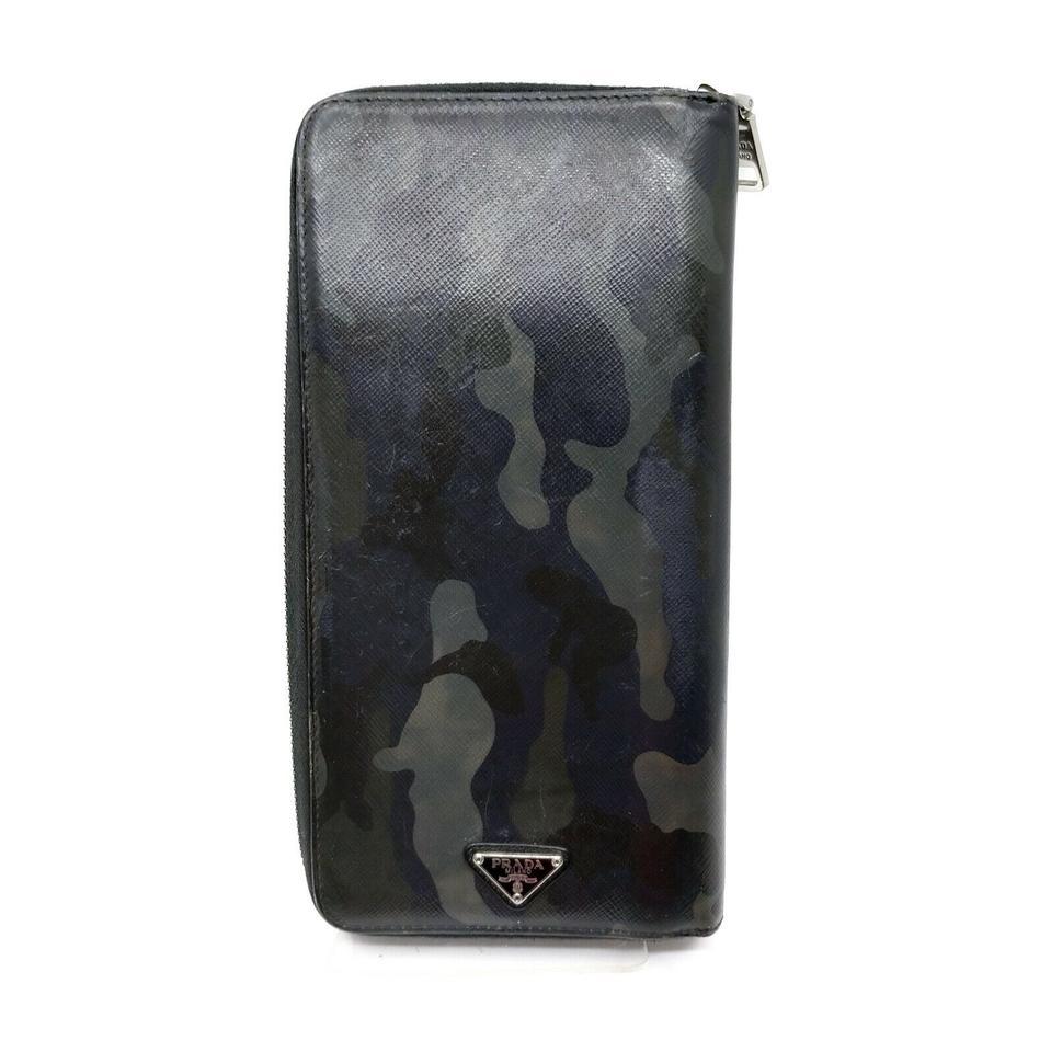 Prada Gray Camouflage Saffiano Leather Zip Around Wallet Long Zippy 863514 4