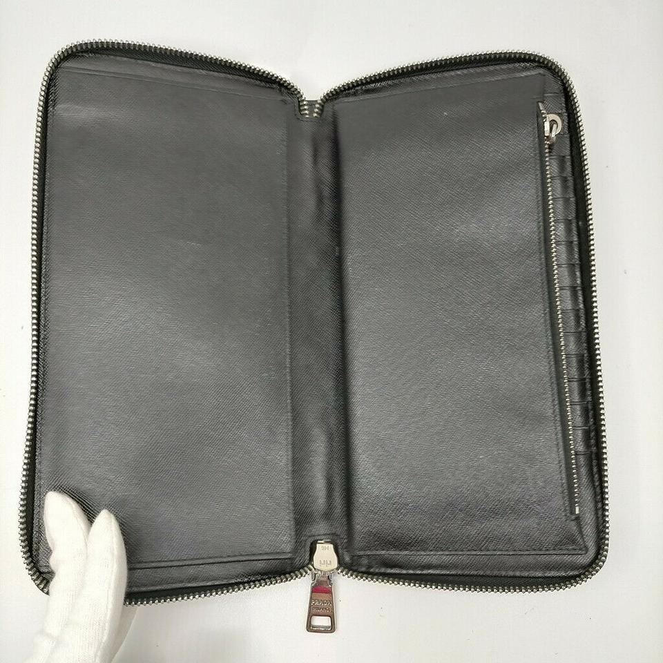 Prada Gray Camouflage Saffiano Leather Zip Around Wallet Long Zippy 863514 6
