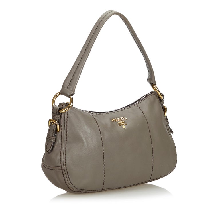 Prada Gray Dark Gray Leather Shoulder Bag Italy For Sale at 1stdibs