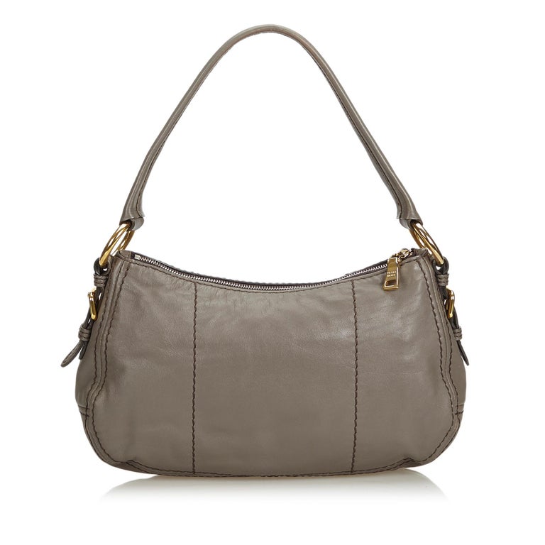 Prada Gray Dark Gray Leather Shoulder Bag Italy For Sale at 1stdibs