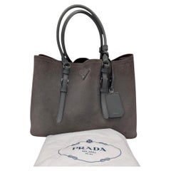 Bolso de ante gris doble mediano de Prada 1BG820